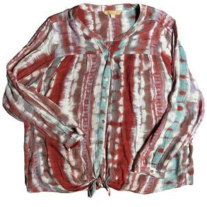 Hope & Harlow Woman Size 3X Women’s Button- up- Tie‎ Front Long Sleeve Blouse
